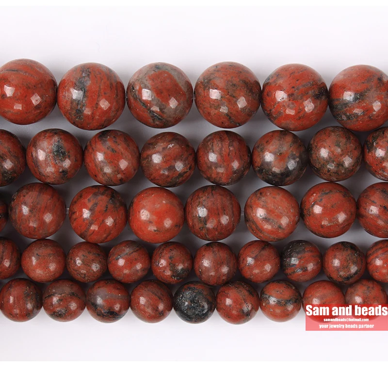 Free Shipping Natural Stone Sesame Red Jaspers Round Loose Beads For Jewelry Making DIY Bracelet Necklace SRJ30