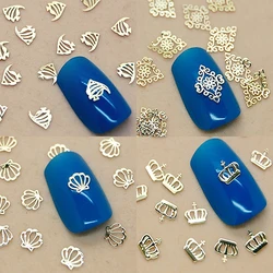 1 Pack Various Shapes Alloy Gold Shell Fish Iloveyou Crown Key Anchor Metal Nail Art Slice Sequins Decoration Manicure DIY Set