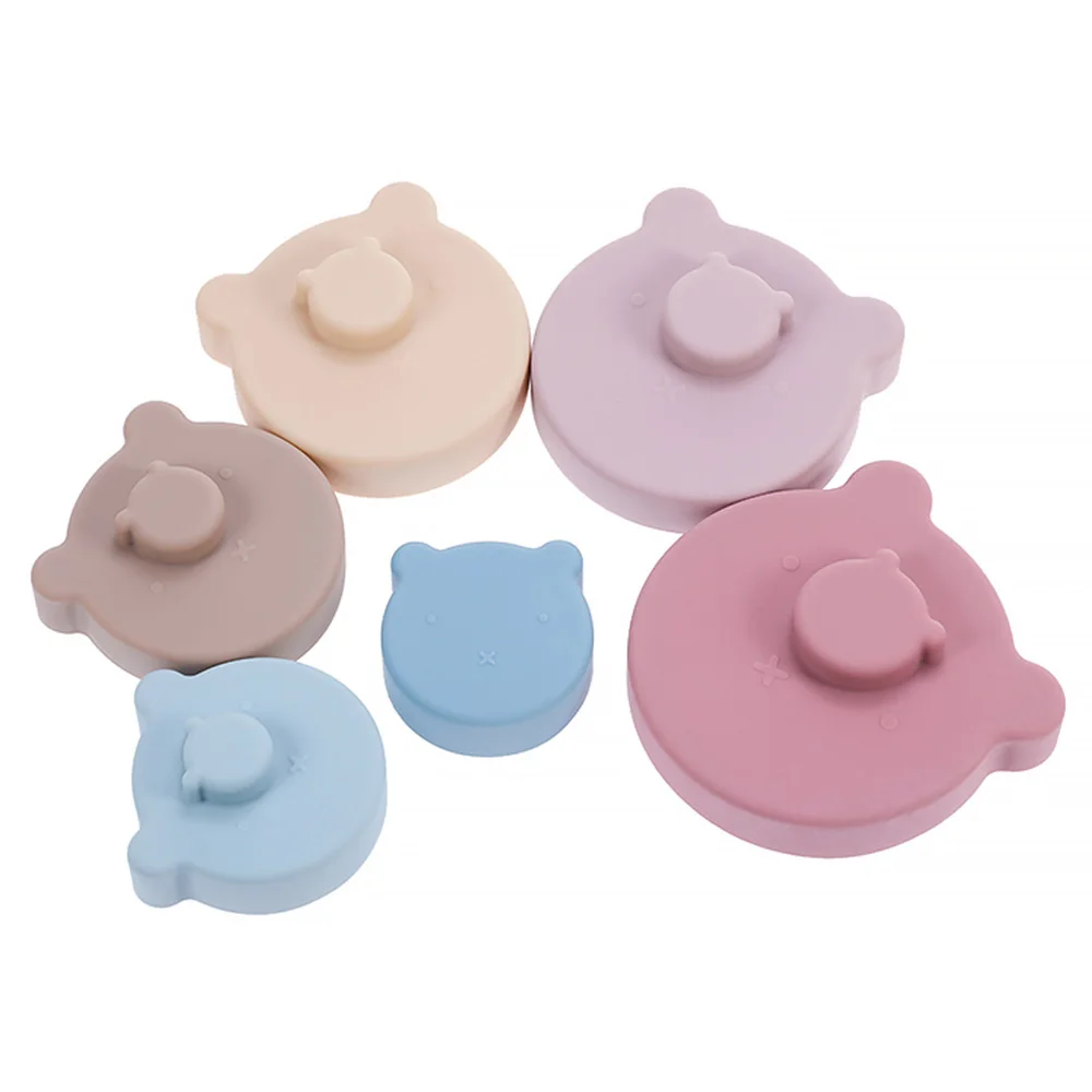 TYRY.HU 6pcs Silicone Building Block Food Grade Silicone Teether Bear Soft Block Educational Game Montessori Stacking Toys