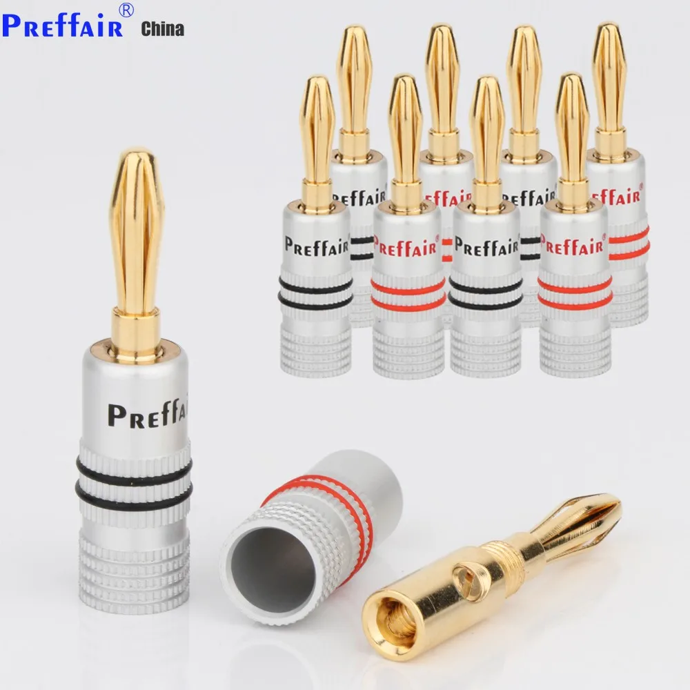 Preffair BA1468 4mm cerrado tornillo 24K chapado en oro conector tipo Banana para altavoz conectores para cable de altavoz de la pared Placa de adaptador de extensión