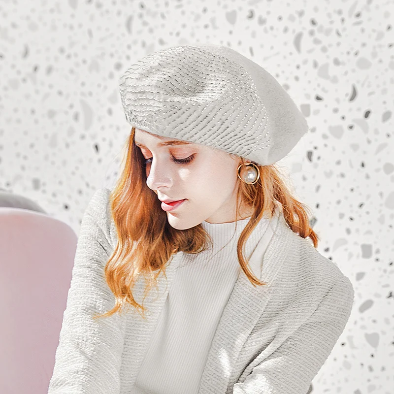 

H754 Women Beret Hat Autumn Winter Fashionable Warm Shopping Casual Cap Girl Lady High Quality Vintage All-match Simple Hats