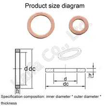 Copper Flat Washers 10x14x1mm Pack of 10 #2