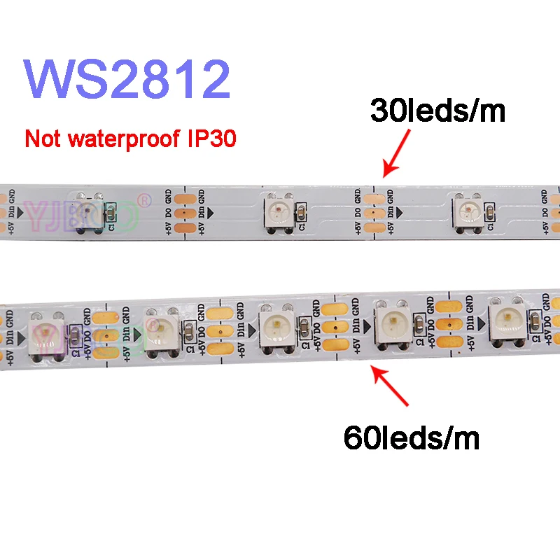 

1m/2m/3m/4m/5m WS2812B Smart pixel led strip light;30/60/144 pixels/leds/m;WS2812 IC;IP30/IP65/IP67,DC5V led strip tape