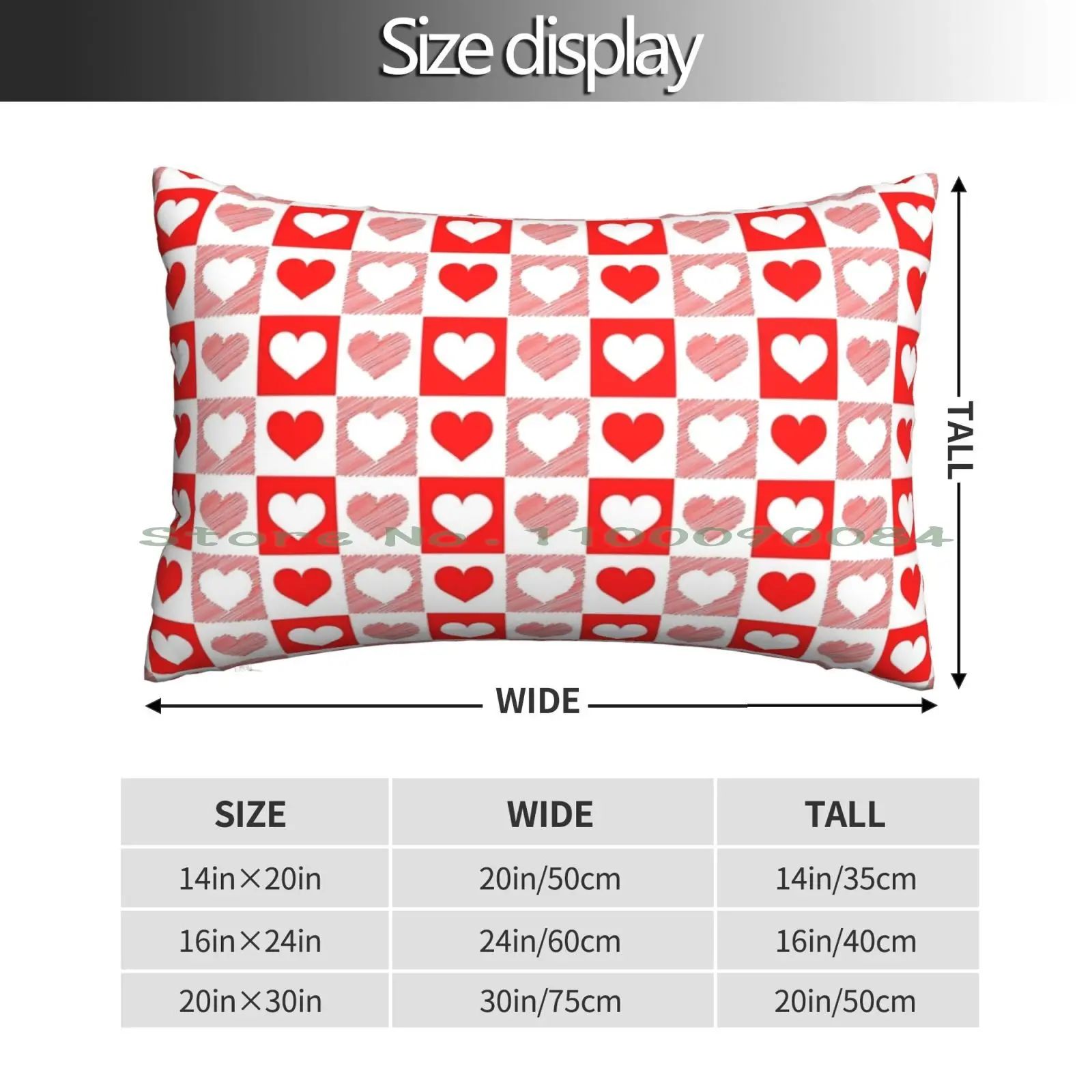 Red And White Checkered Print-Checkered Heart-Print Pillow Case 20x30 50*75 Sofa Bedroom Optical Illusion Illusion Art 3d