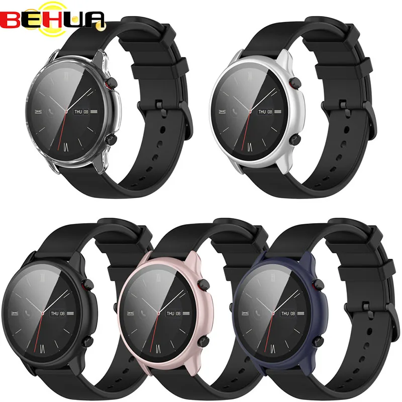 BEHUA per Huami Amazfit GTR2 eSIM bracciale telaio custodia protettiva per PC + proteggi schermo in vetro temperato per Amazfit GTR2e SIM Cover