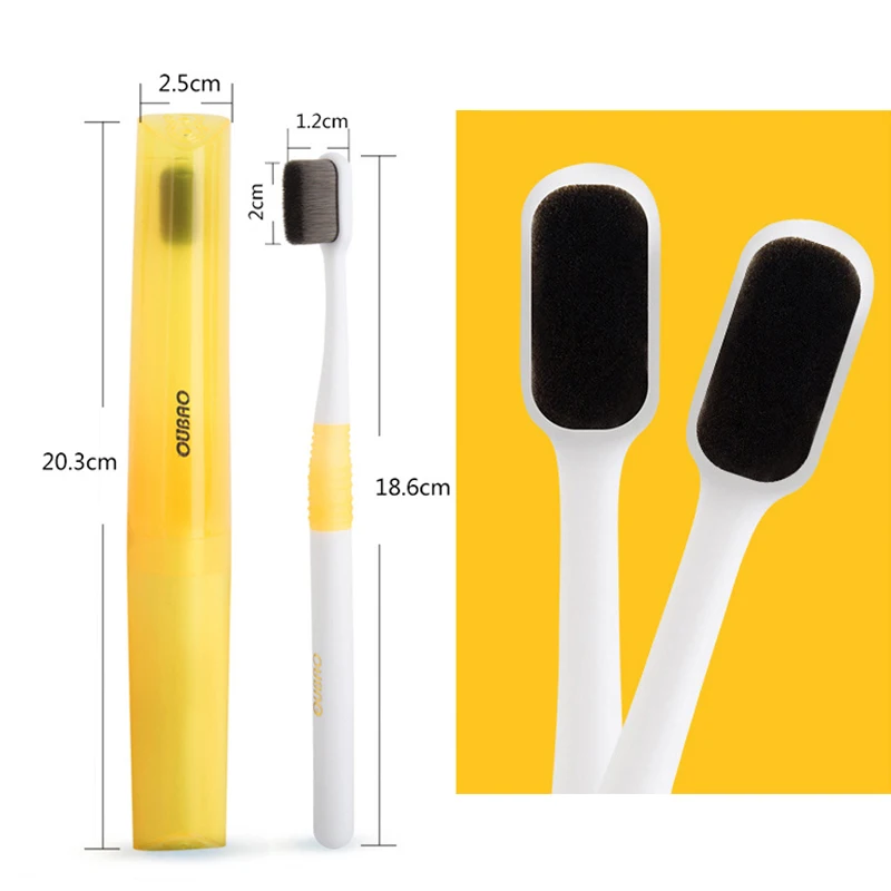 Cepillo de dientes de cerdas súper densas fibra de carbón de bambú Ultrasoft Cuidado Oral suave para encías sensibles embarazadas con estuche de viaje