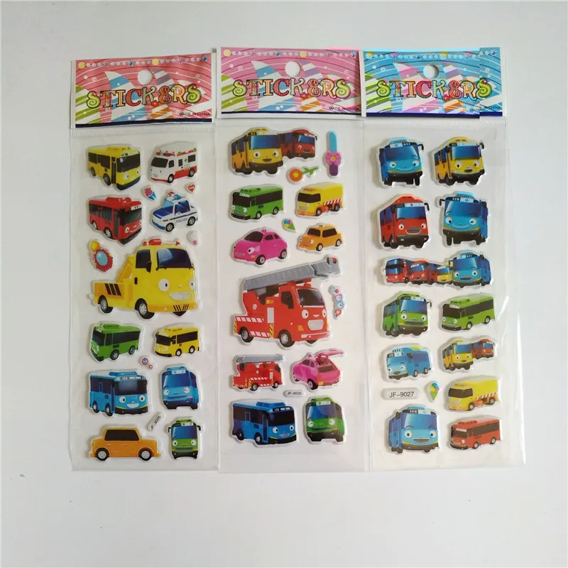 6pcs engineering vehicle aircraft style 3D cartoon car stickers toys for Children scrapbook DIY traffic sticker boys gift