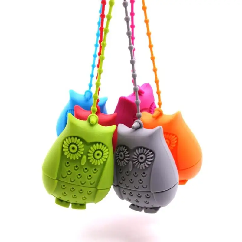 Hot Sale Owl Tea Bags Tea Strainers Silicone Teaspoon Filter Infuser Silica Gel Filtration coffee tea infuser LX9045