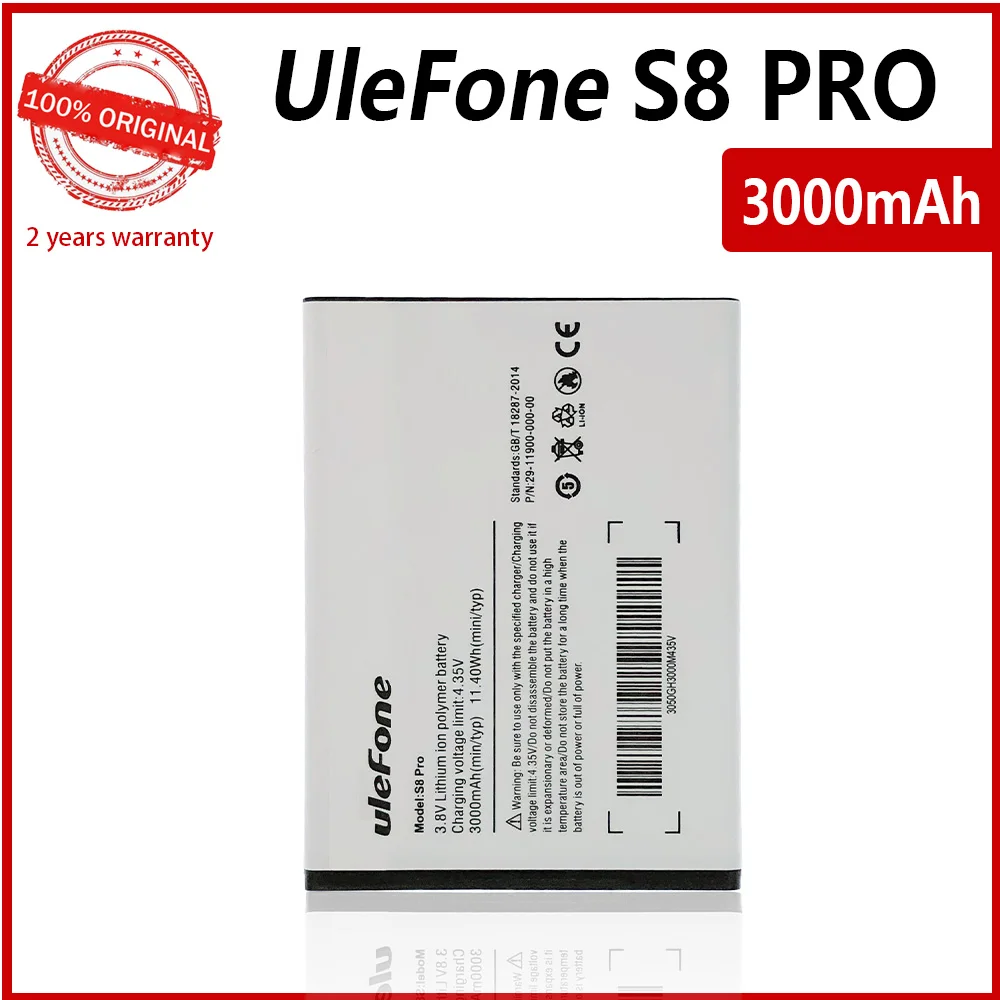 100% Original 3000mAh S8 Battery For Ulefone S8 / S8 Pro 5.3inch Phone MTK6737 MTK6580 Phone Batteries With Tracking Number