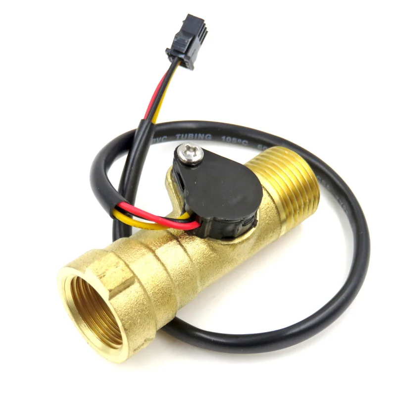 

DN15 Male Female Thread Water Flow Sensor Brass 1.75MPa Hall Sensor Pulse 1/2" Turbine Flowmeter DC5~18V