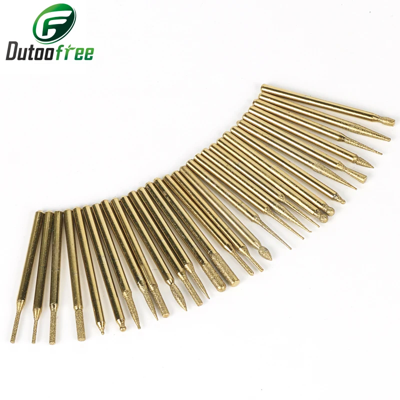 30pcs/set titanium-plated alloy grinding head 3mm dremel accessories dremel rotary tool fit bit for mold repair slot engraving
