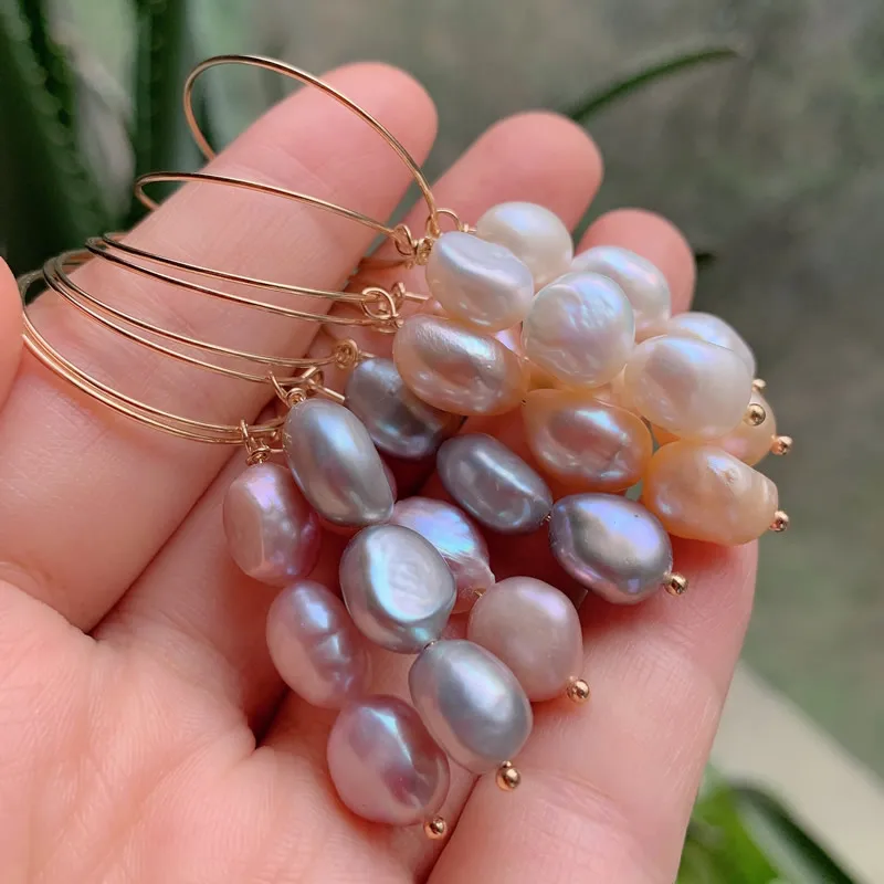 Elegant Natural Freshwater Pearl Dangle Earrings for Women Ear Loops Long Tassel Irregular Nuggets Stone Baroque Pearls Earrings