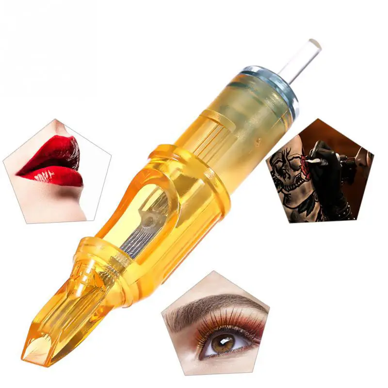 20szt Yellow Dragonfly Tattoo Cartridge Needle Agujas RL RM RS M1 Body Easy To Color For Machine Permanent Makeup Eyebrow Beauty