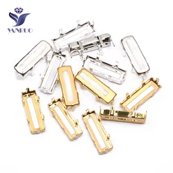 YANRUO 4547 Princess Baguette Strass Sewn Stones DIY Silver Gold Claw Settings Metal Crystal Rhinestones For Crafts