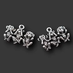 6pcs Silver Plated Three Good Friends Monkey Orangutan Dog Pendant Hip hop Necklace Accessories DIY Charms Jewelry Crafts Making