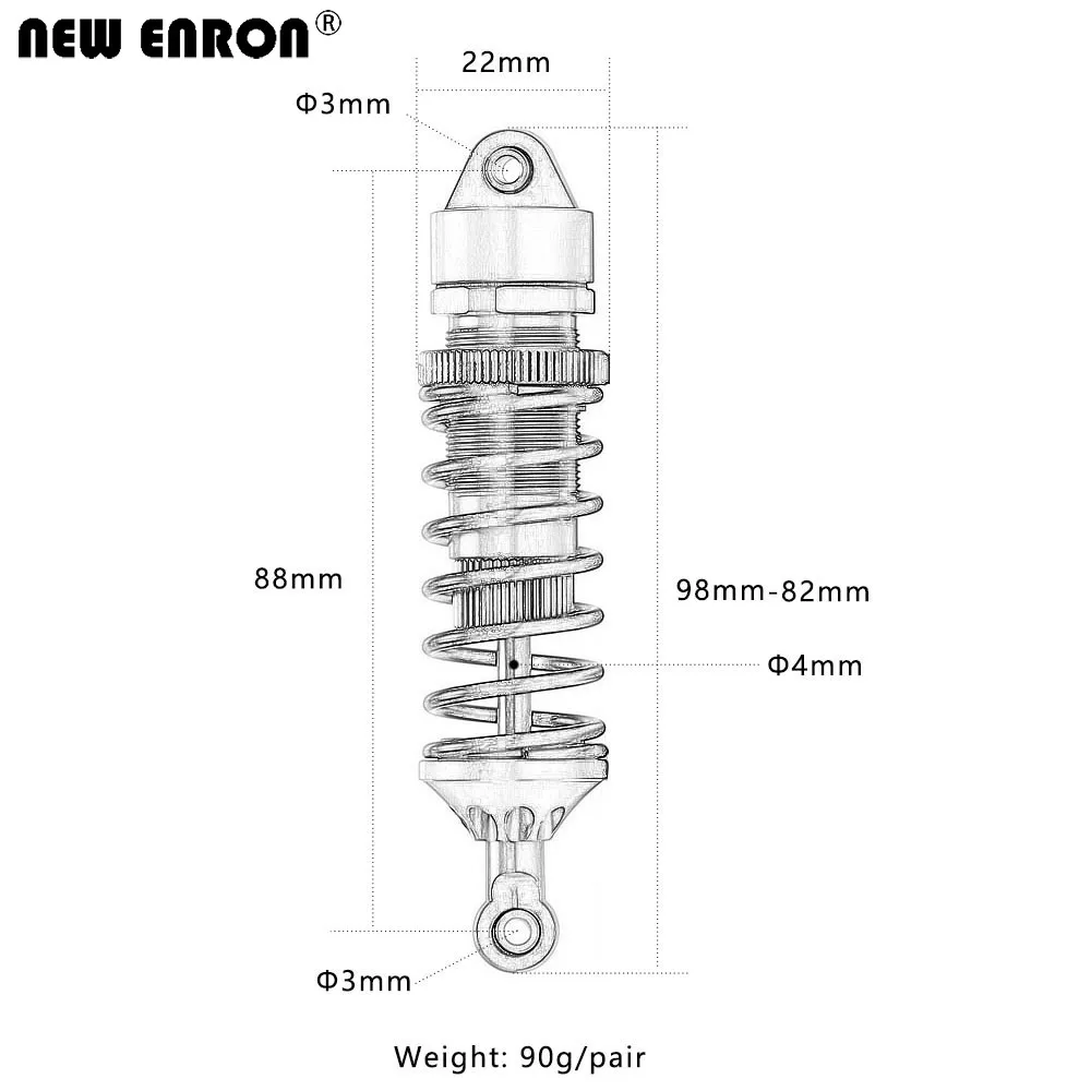 Nuovo ENRON 2PCS/4PCS in lega di alluminio 88mm ammortizzatore ammortizzatore per RC Crawler Car 1/10 Traxxas REVO E-REVO 2.0 SUMMIT 5460