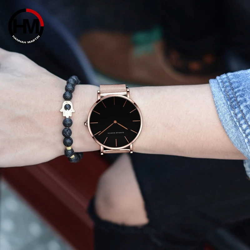 High Quality A++++ Stainless Steel Mesh Band Japan Quartz Movement Waterproof Women Rose Gold Ladies Watch 36mm Dropshipping