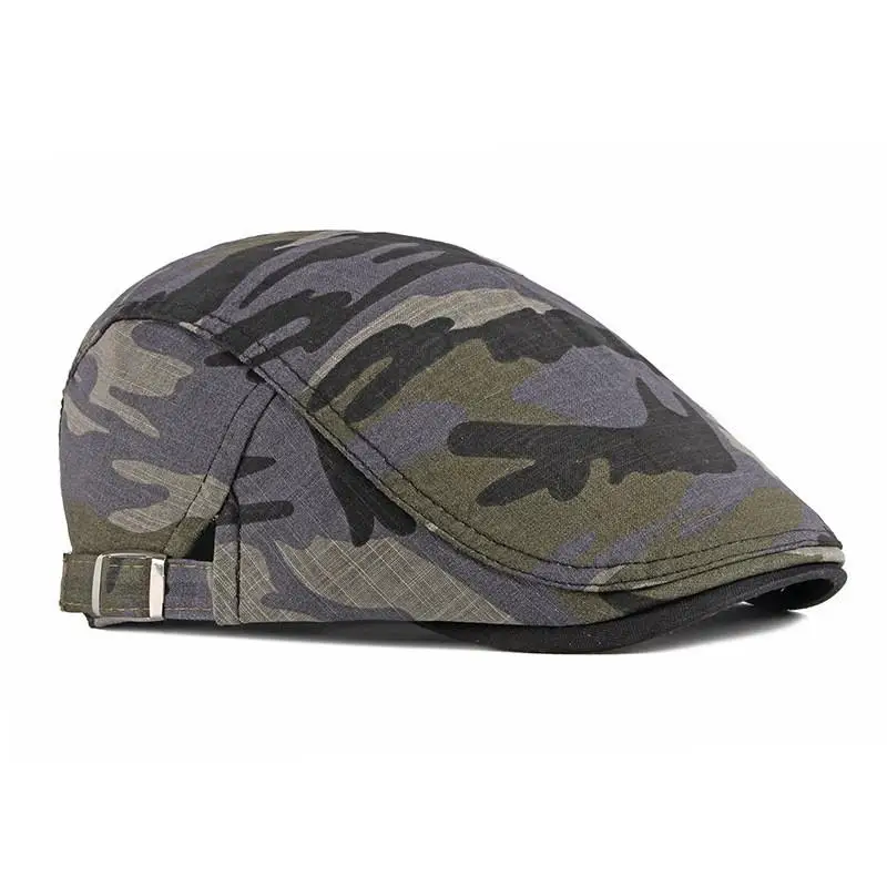 Ldslyjr 2021 Cotton Spring Summer Camouflage Print Newsboy Caps Flat Peaked Cap Men and Women Painter Beret Hats 39