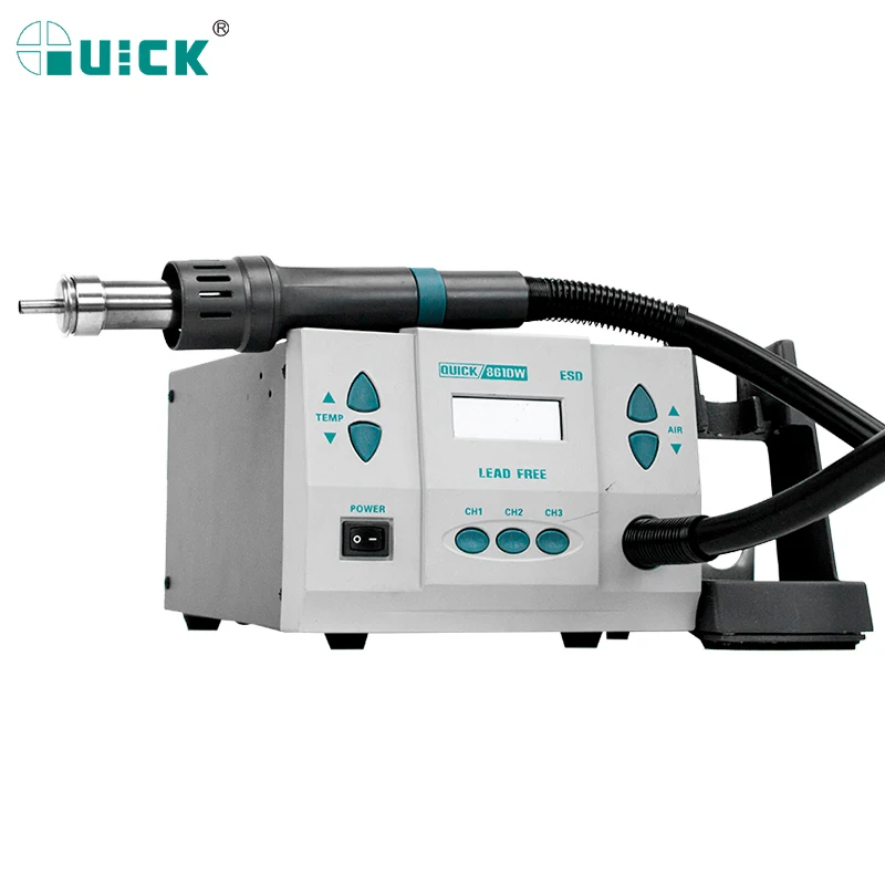 QUICK 861DW 1000W Original Heat Gun Lead Free Hot Air Soldering Station Rework Station+nozzle With Replace Hot Gun Handle Core