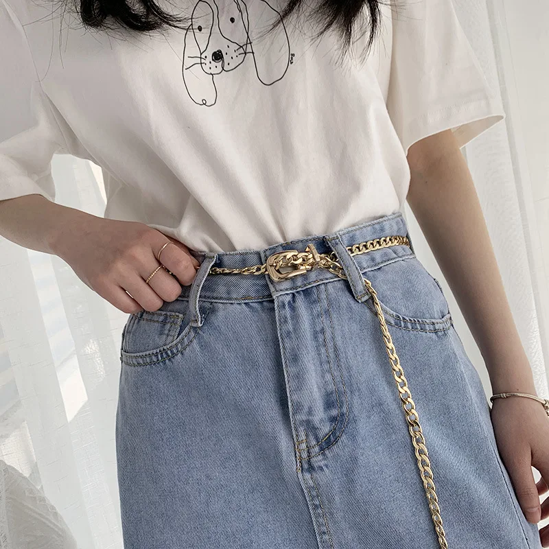 Punk chain belt female fashion metal belt with skirt sexy European and American ins wind waist chain for ladies denim suit belt