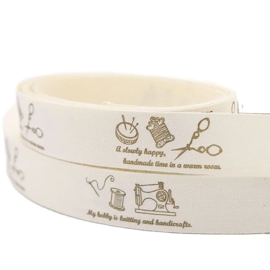 

20mm Sew Series Cotton Webbing Handmade Decorative Label Printed Grosgrain Webbing Ribbons For DIY Scrapbooking Sewing Wrapping