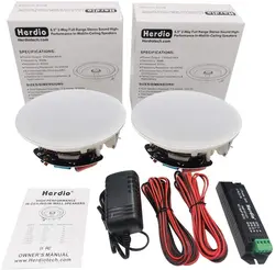 Herdio 2PCS 6.5'' Bluetooth Ceiling Speaker 300W 2-Way Independent True Wired Stereo Bluetooth Digital Amplifier Box For Home