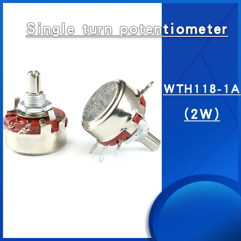1 шт., потенциометр для углеродной пленки с одной петлей, 2 Вт, 1K, 4,7 K, 10K, 47K, 100K, 220K, 330K, 470K, 1 м