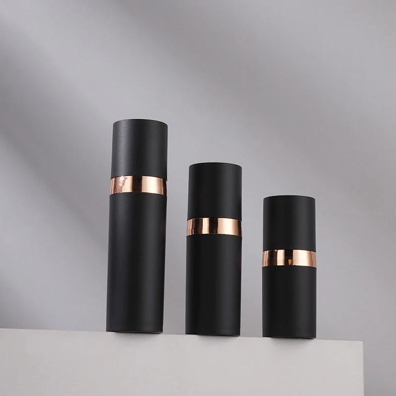 الرش رذاذ زجاجة محلول زجاجة ضخ بلاستيكية 15 مللي 30 مللي 50 مللي مضخة تفريغ زجاجة السفر تعبئة الحاويات أسود خفيف