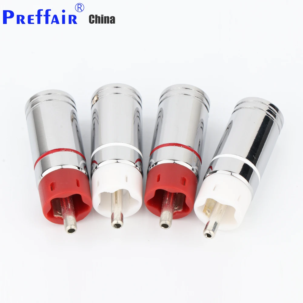 R1723 Preffair 4 Stück Star Line versilberte/vergoldete Cinch-Stecker Audiosignalanschlüsse mit Gehäuseln aus Aluminiumlegierung – Detail 9