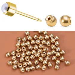 2pcs Stainless Steel Earring Back Stopper Ball Gold Silver Color Ear Stud Base Safety Earrings Backstops for DIY Making Jewelry