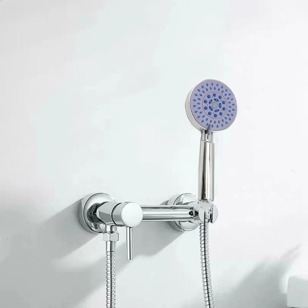 Black/Chrome Brass Wall Mount Shower Valve Set with ABS Hand-held Sprinkler Cold Hot Bathtub Mixer Bathroom Button Switch