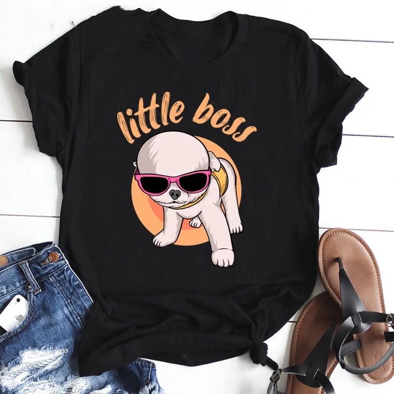 Harajuku Funny Cartoon T-shirt Women OF COURSE I CAN DO A PUSH UP Graphic Cute Anime Tshirt Dog Streetwear T Shirt Tees Female