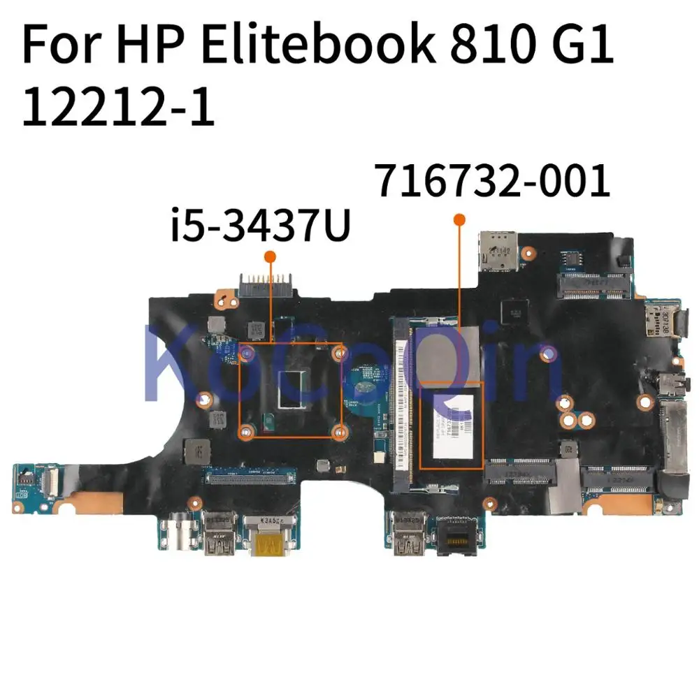 

KoCoQin 716732-001 716732-501 Laptop motherboard For HP Elitebook 810 G1 Core SR0XE I5-3437U Mainboard 12212-1