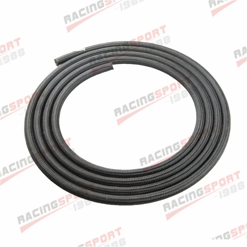 AN4 AN6 AN8 AN10 AN12 AN16 Nylon Cover Braided Oil Fuel Gas Line Hose Black