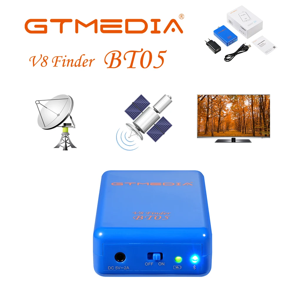 GTmedia V8 Finder BT05/BT03,Satellite Finder DVB-S2,1080p Bluetooth,Support Android and IOS System Satellite Sat Finder