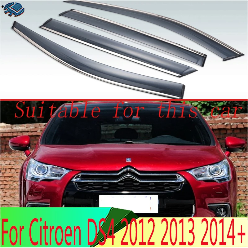 

For Citroen DS4 2012 2013 2014+ Plastic Exterior Visor Vent Shades Window Sun Rain Guard Deflector 4pcs