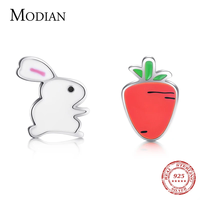 Modian Real 925 Sterling Silver smalto coniglio carota orecchini adorabili orecchini vendita calda carina per le donne gioielli originali