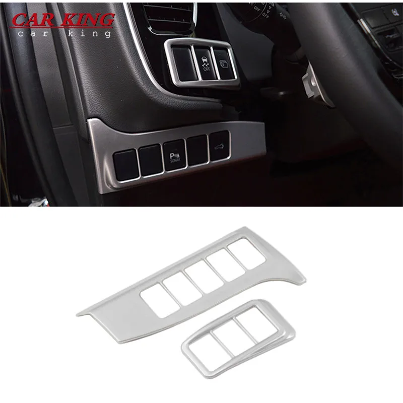 

For Mitsubishi Outlander 2015 2016 2020 ABS Matte Car left Console button Decoration Strip frame cover Trim accessories 2pcs