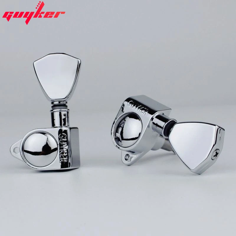 1 Set GUYKER Guitar Machine Heads Tuners Trapezium Button Chrome