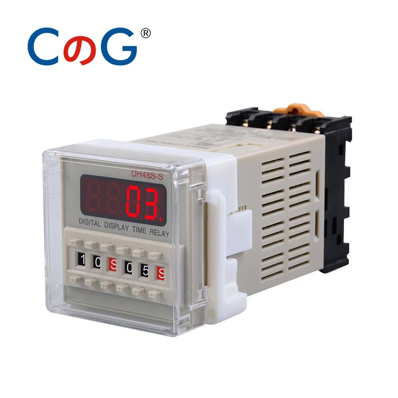 CG DH48S-1Z Digital LED Programmierbare Timer SPDT Zeit Relais Schalter DH48S 0,01 S-99H99M DIN SCHIENE AC110V 220V 12V 24V DC Mit Basis