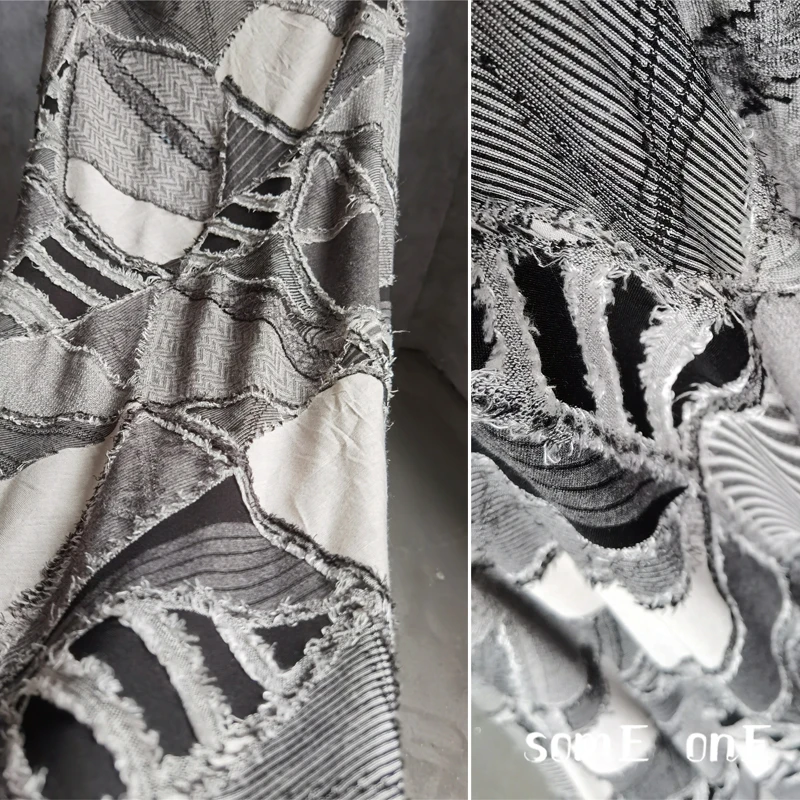 

Unique Cotton Fabric Greyish White Geometric Pattern DIY Patchwork Patches Skirts Dress Coat Clothes Designer Fabric