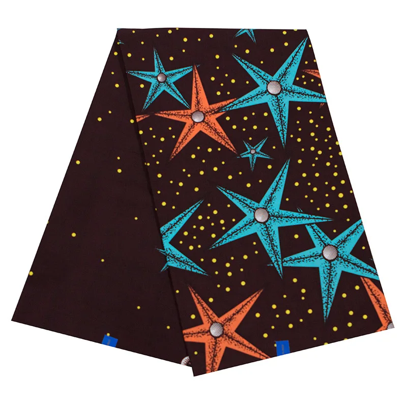 

New African Fabric Pure Cotton Blue And Orange Sea Star Print pagnes africain Wax Fabric For Dress