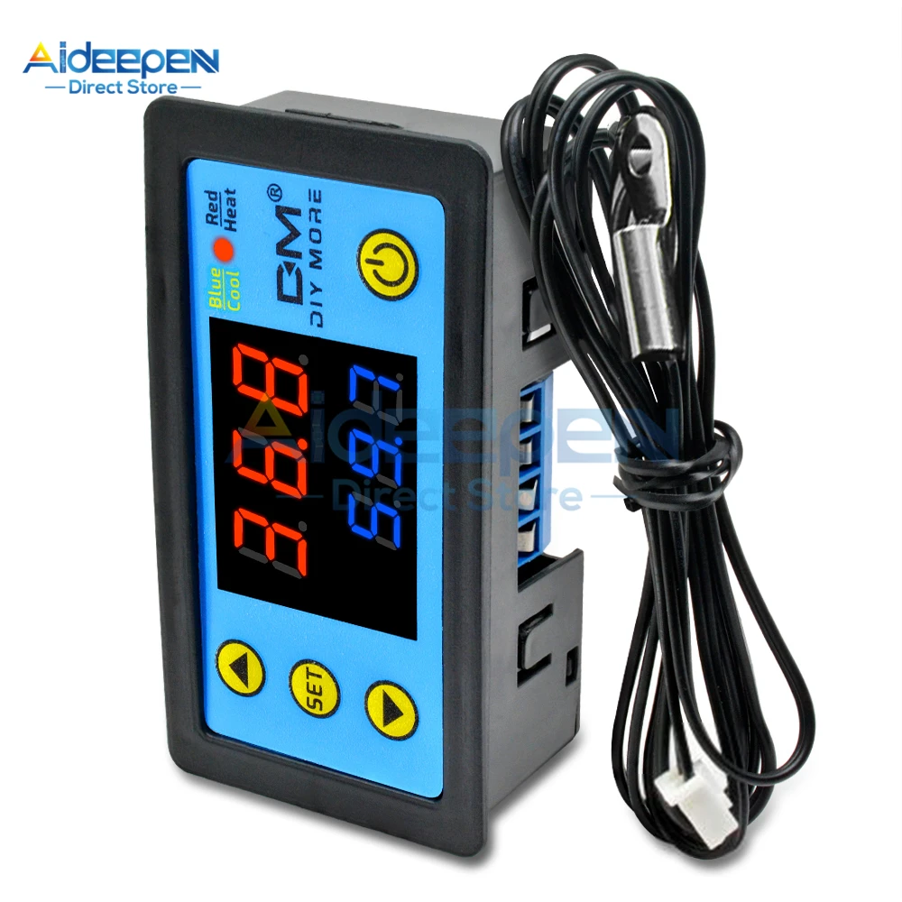 W3231 AC 110-220V DC 12V 24V Incubator Temperature Controller Thermometer Cool/Heat Digital Dual Display with NTC Replace W3230