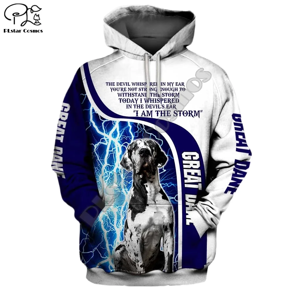 New Mens Unisex funny Great dane 3d dogs print zipped hoodie long sleeve Sweatshirts jacket autumn pullover tracksuit G22