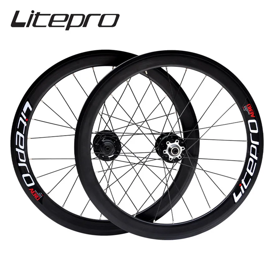 Litepro 11 Speed Wheelset S42 AERO Folding Bike 20 Inch 406/451 V Disc Brake 4 Sealed Bearing BMX Bicycle Rims Alloy Wheels