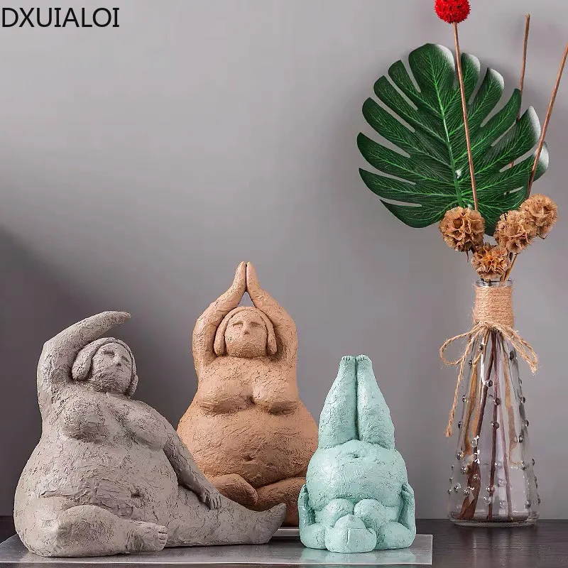 

DXUIALOI Modern Simple Creative Resin Yoga Character Sculpture Decoration Office Living Room Bedroom Decoration Home Decoration