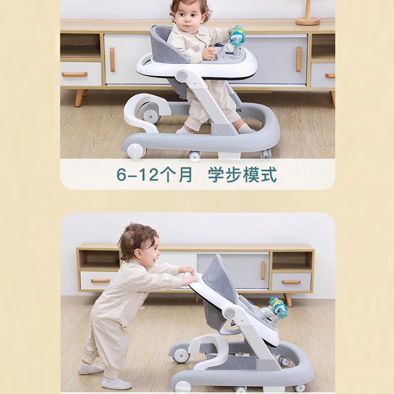 2 in 1 Baby Walker infant Learning Walking Car With Music Foldable Toddler Four Wheels Trolley Walk Assistance For 6-24 month