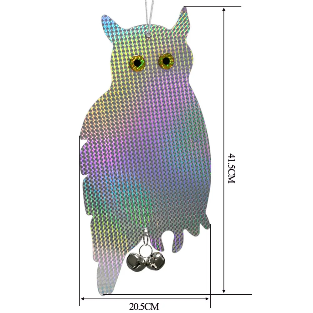 Garden Laser Reflective Fake Owl Supplies Hanging Reflective Owl Scarecrow Scares Bird Pigeons Woodpecker Repellent Birds