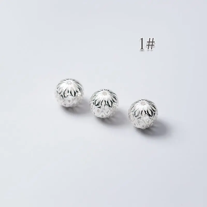 1 Pc/Lot 925 Sterling Silver Craftwork Pretty Round Ball Loose Beads 9mm Woven Bracelet Spacer New Fashion DIY Jewelry Findings