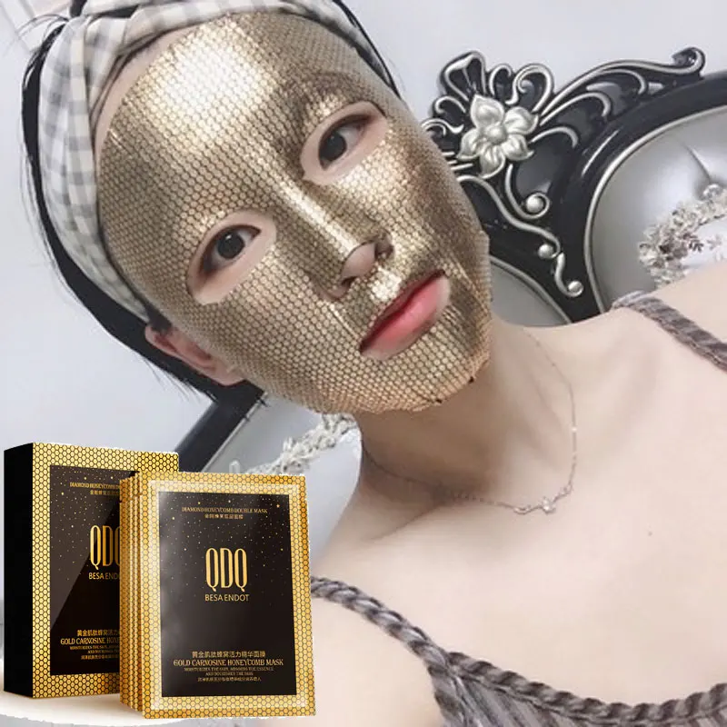 

24k Gold Facial Mask Carnosine Honeycomb Face Mask Essence Sheet Mask Brightens Anti Aging Moisturizing Mask Oil-Control Unisex